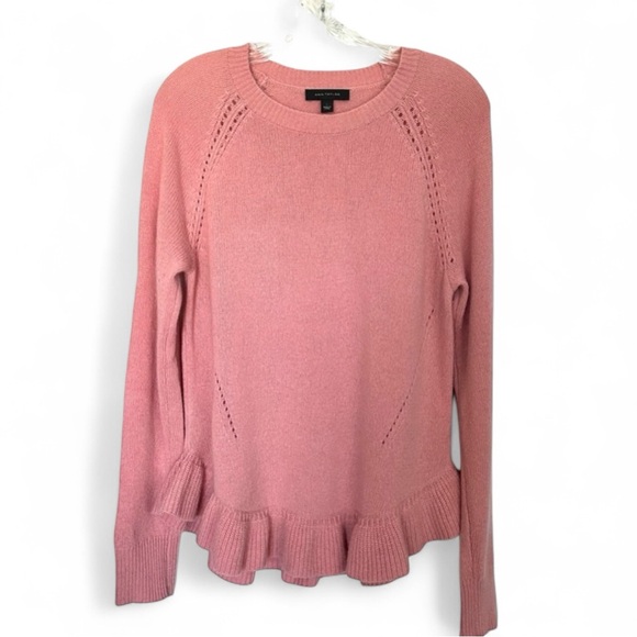 Ann Taylor Dusty Rose Wool & Cashmere Ruffled Sweater-Size L - Picture 1 of 10